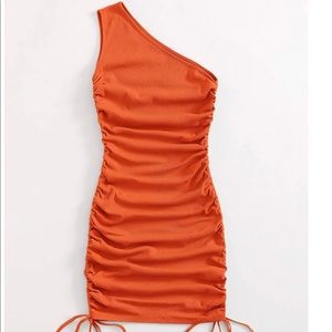 One Shoulder Ruched Knot Dress